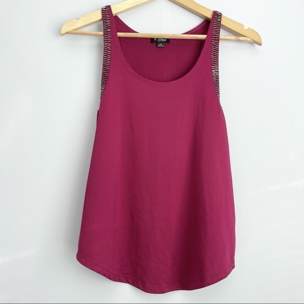 Guess Burgundy Beads Accented Tank Top US XS